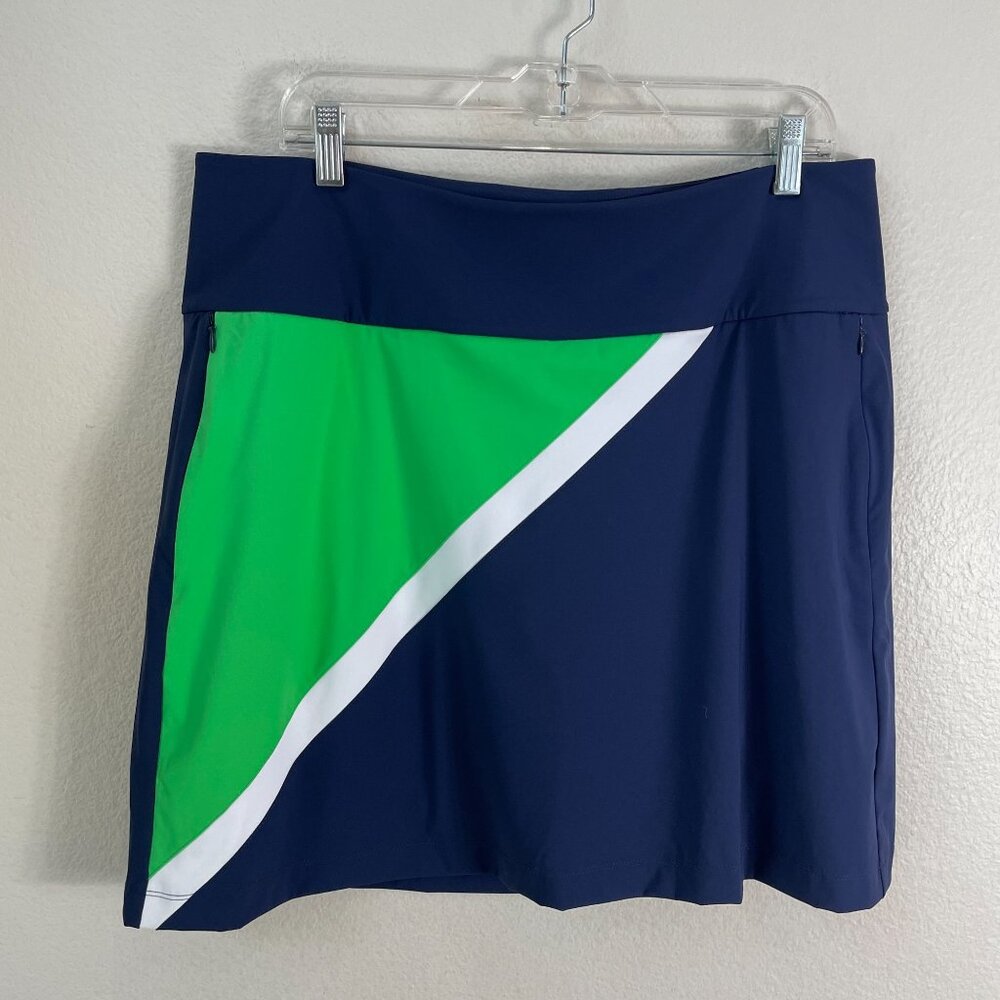 Kinona Womens XL Golf Athletic‎ Skort Navy Green White Colorblock Athletic Skirt